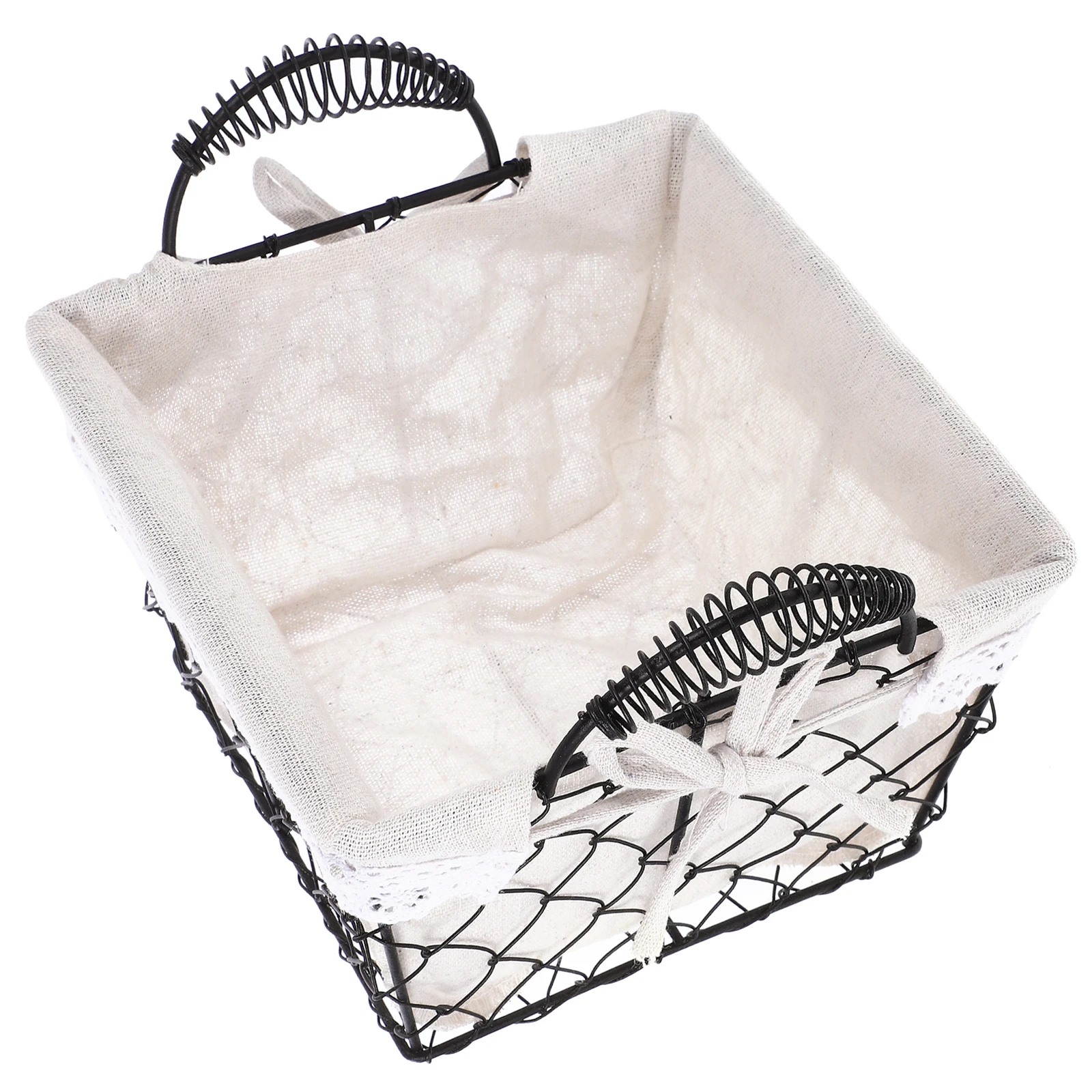 

Iron Wire Basket Nordic Style Double Handle Food Storage Basket Multipurpose Fruit Bread Vegetable Organizer Household Wire Mesh