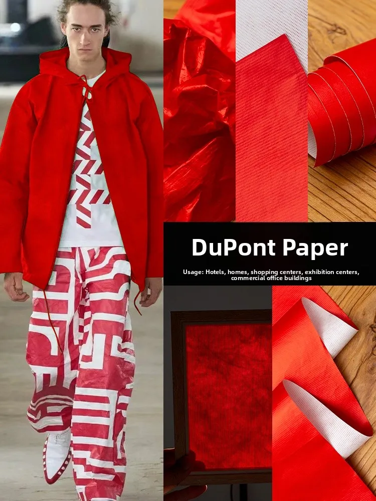 

Красная водостойкая моющаяся ткань DuPont Vek, не рвущаяся, для дизайна одежды, современная, для рукоделия, губчатая подкладка DIY