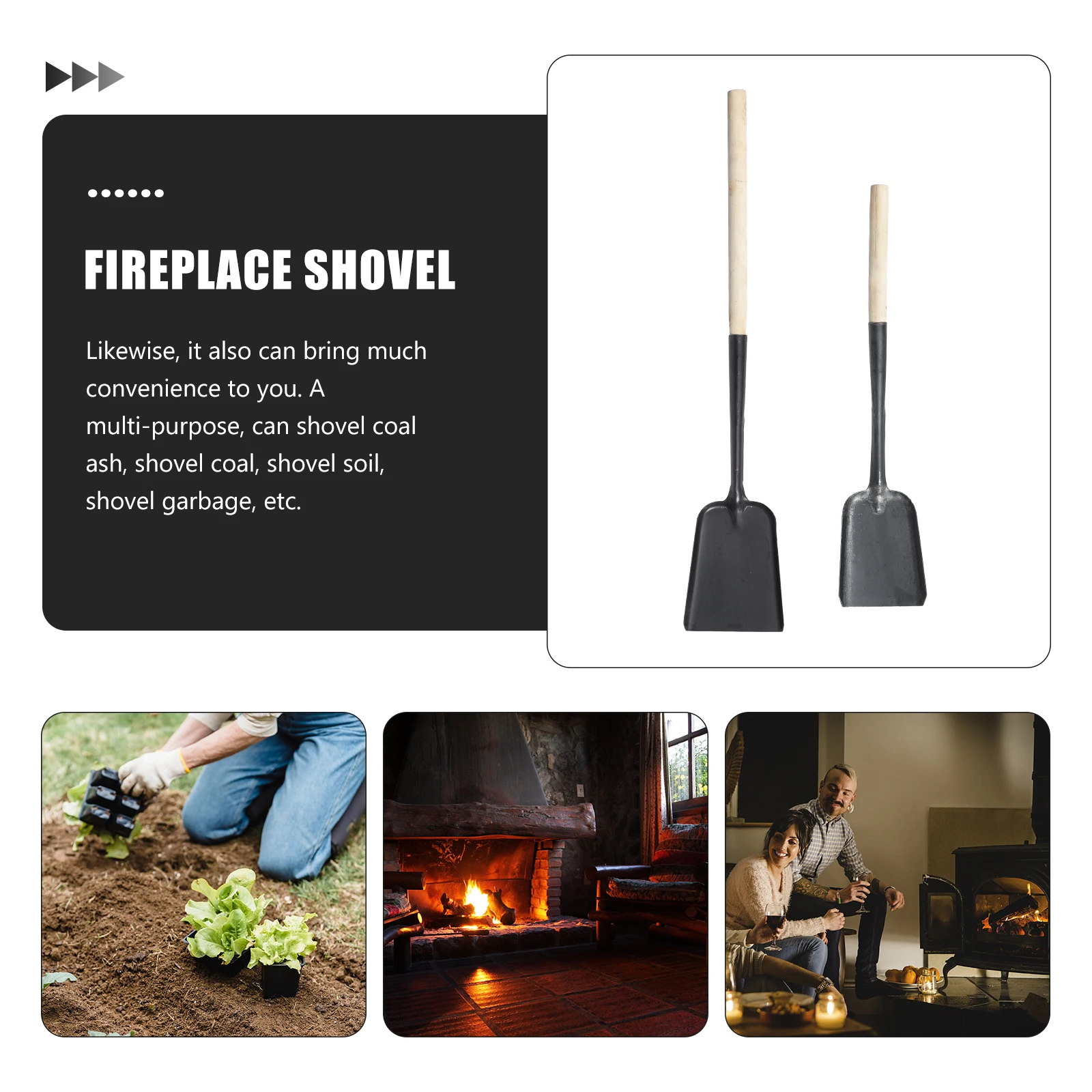 

Home Cleaning Shovel Fireplace Ash Kitchen BBQ Grill Wooden Handle Practical Long Light Premium Material