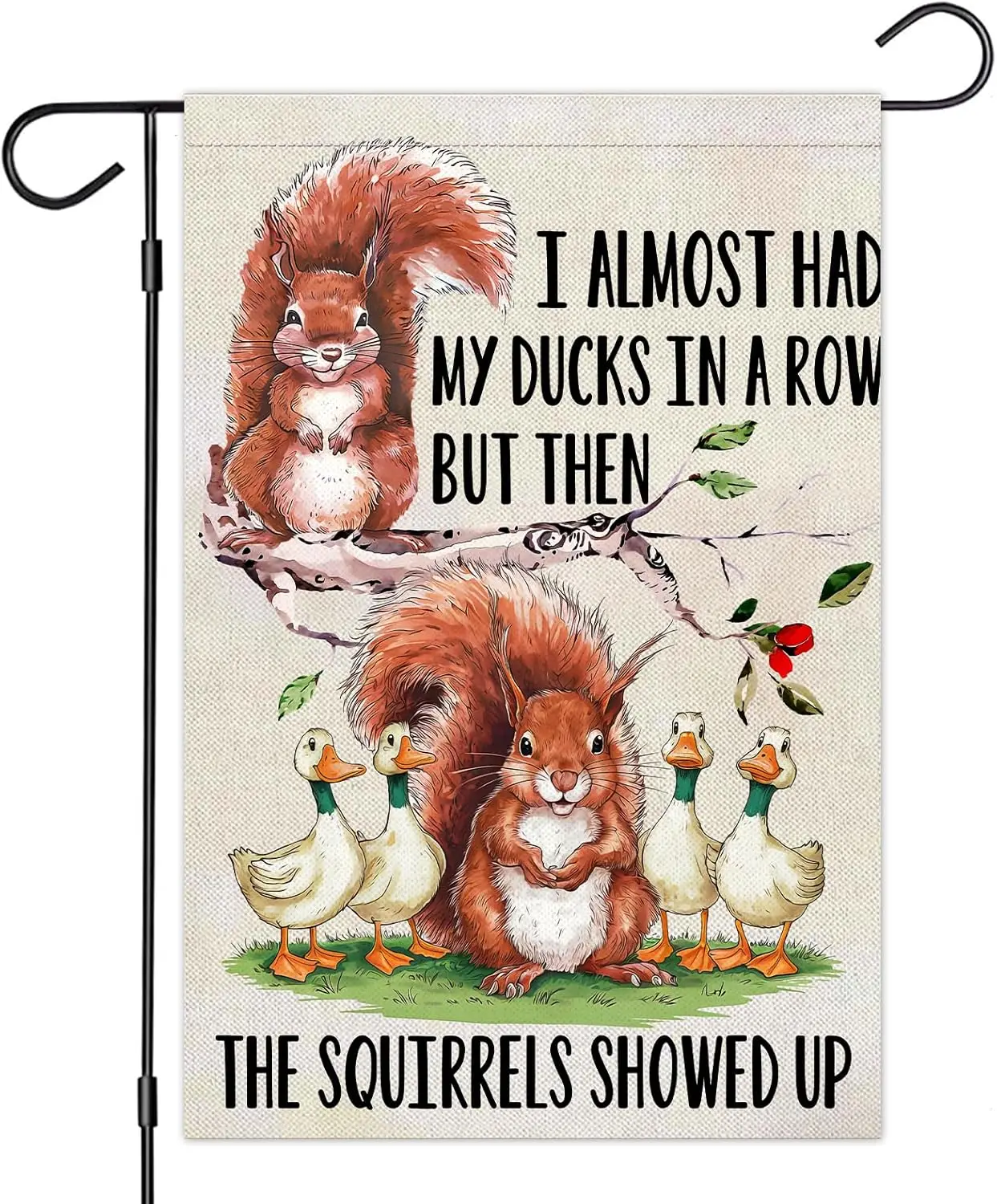I Almost My Ducks In A Row Garden Flag - 12X18 Squirrels Garden Flag - Cute Yard Outside Flag - Double Sided Funny Garden Fl zzo