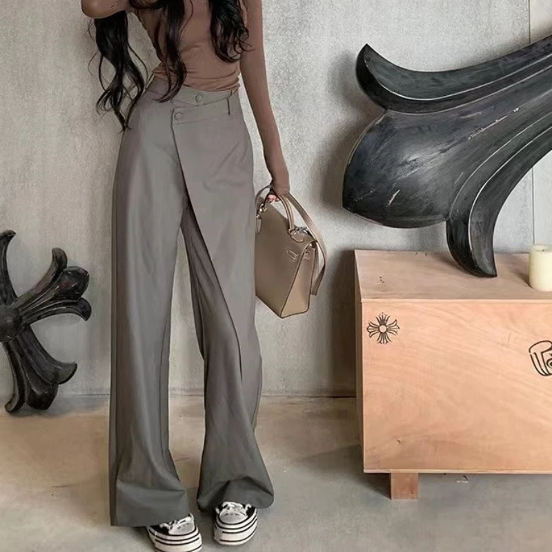 

Irregular Design Suit Wide-leg Pants Autumn and Winter High Waist Straight Women's Casual Mop Pants