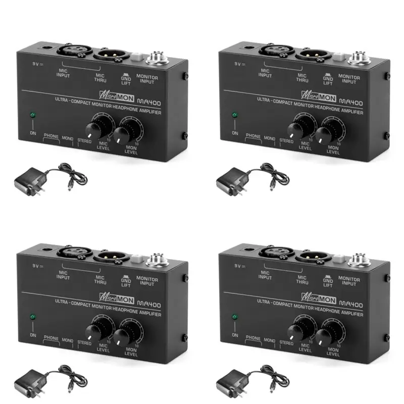 

Предусилитель для наушников и микрофона SQPP-4X MA400, аудиовыходы 6,35 мм и 3,5 мм, микшер, вилка стандарта США