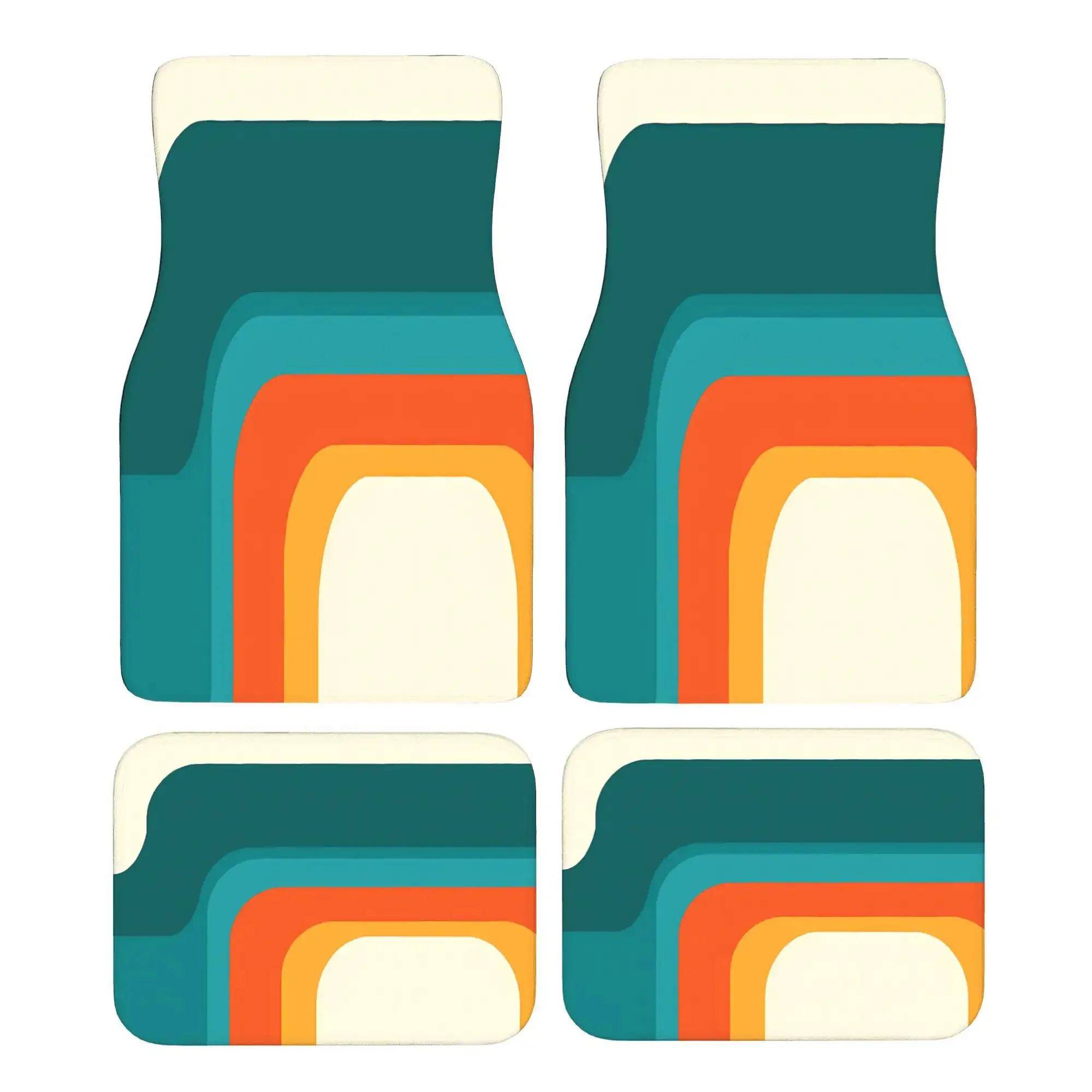 BOHO Mid-Century Modern Turquoise Teal Turquoise Mustard Yellow Coral Pink Beige White Car Floor S Set - Fit Non-Slip Easy-Clean