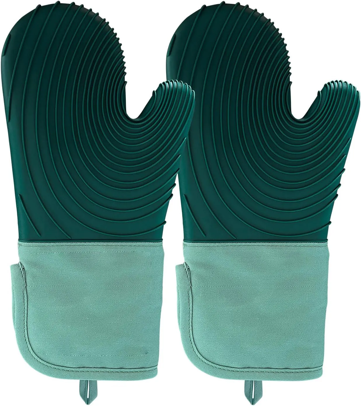 Silicone Oven Mitts - Oven Mitts Heat Resistant 500F 13.6 in, FDA BPA-Free Soft Lining Grippy Design Waterproof Oven Gloves