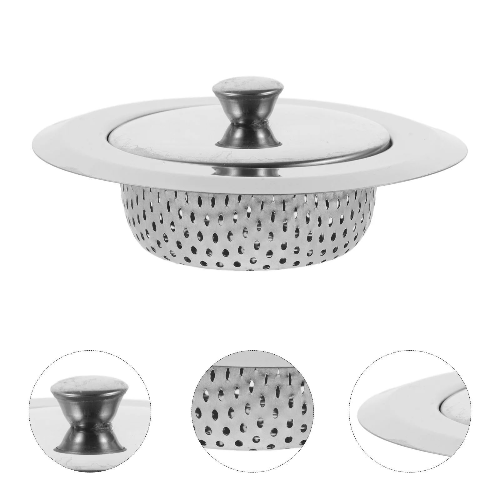 

Kitchen Sink Draining Strainer Stainless Steel Material Smooth Curved Edge Practical Tool Debris Filter Sink Filter