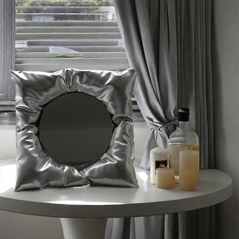 New INS Style Pillow Mirror Creative Square Wall Mounted Bathroom Mirror Makeup Mirror Wall Hanging Home Bedroom Wall Decor view 2