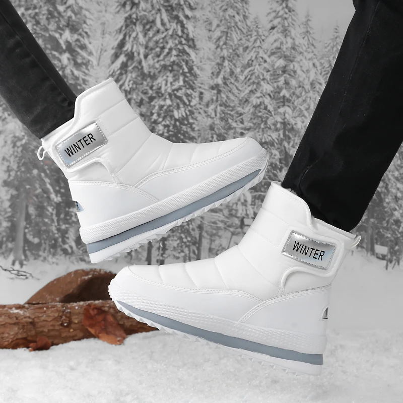 Men Winter New Snow Boots Warm Fleece Lined Thick High Top Outdoor Cotton Shoes Waterproof Non-slip Plus Size Cotton Boots