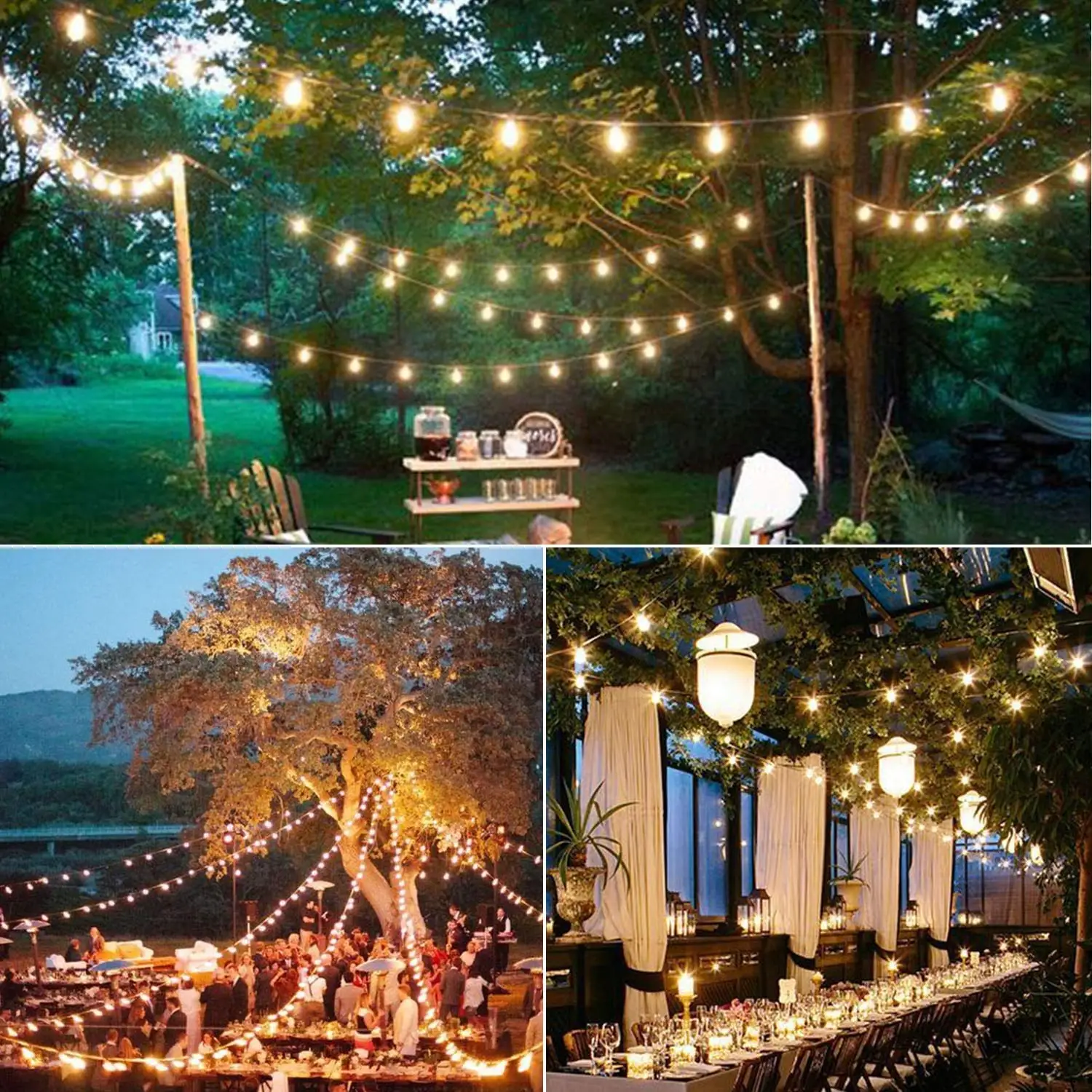 Sphoon 50FT 65FT G40 LED String Lights Dimmable Waterproof Connectable Vintage Garland Decor Patio Outdoor Fairy Light Chain