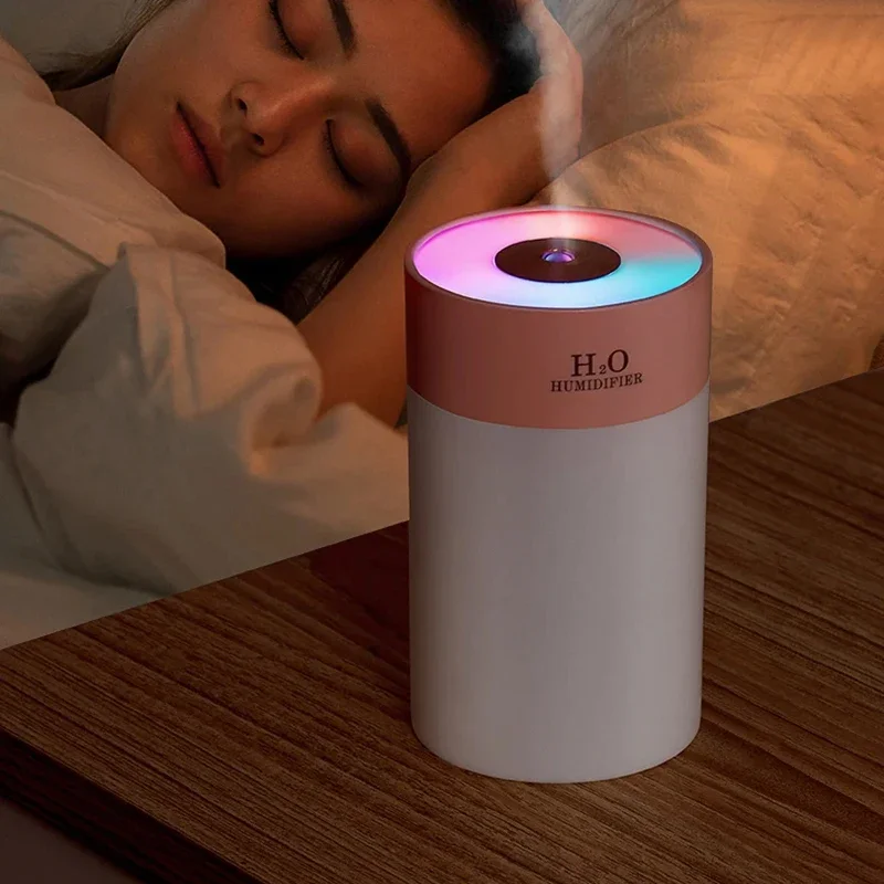 Humidificador USB luminoso para el hogar, 260ml portátil de luz nocturna, pequeño suplemento de agua, humidificación de aire en aerosol para coche