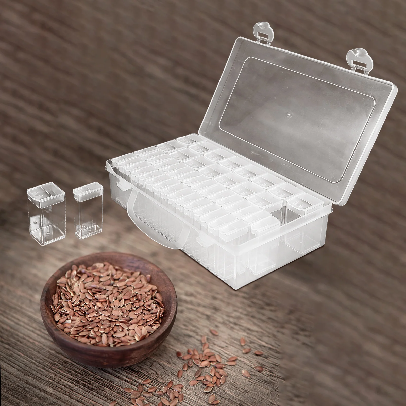 

1 Set Clear Plastic Seed Storage Box Portable Garden Seeds Organizer Transparent Divided Container For Vegetable Fruits Small