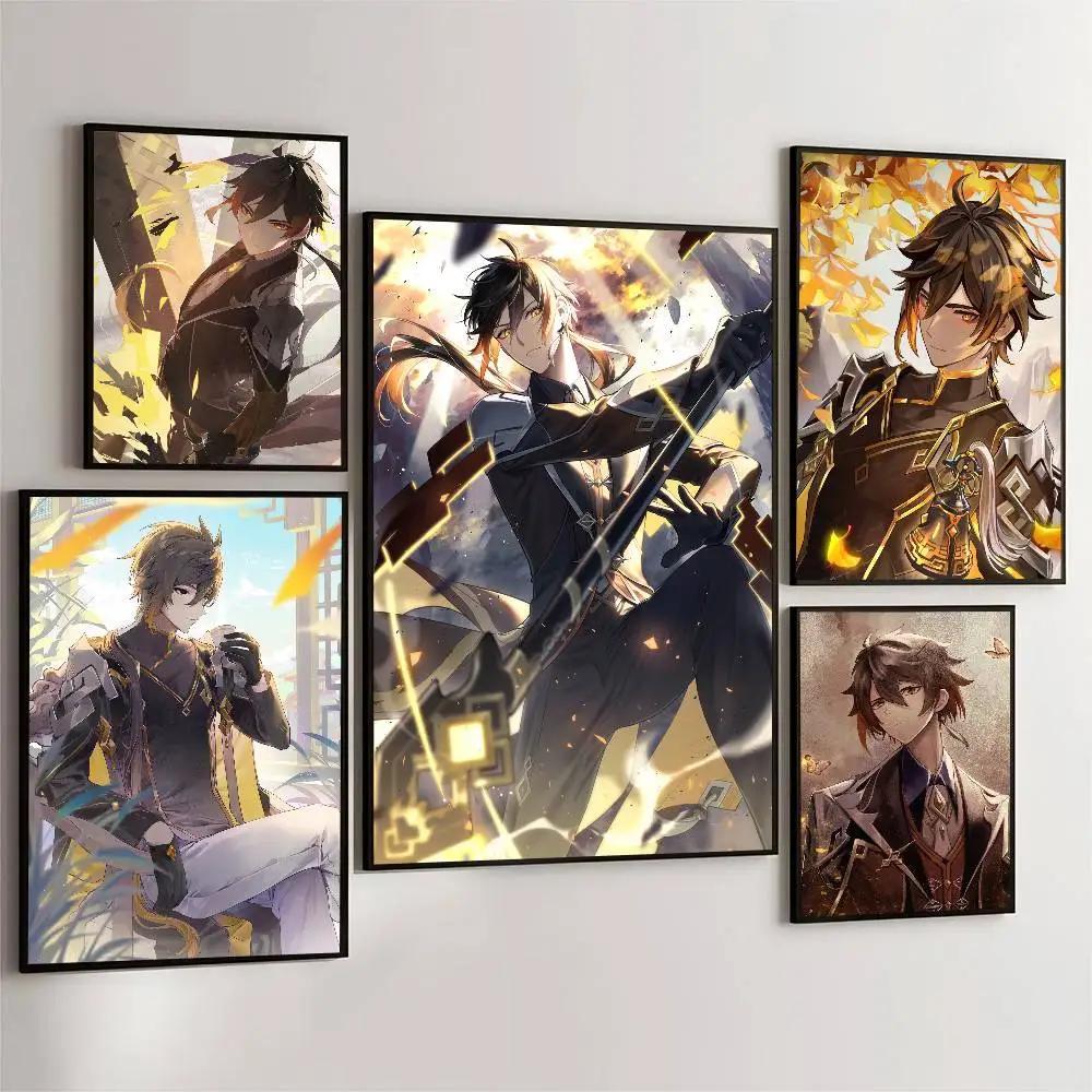 Zhongli Genshin Impact Poster HD Home Decor Sticky Wall Waterproof Home Living Room Bar Aesthetic Decor