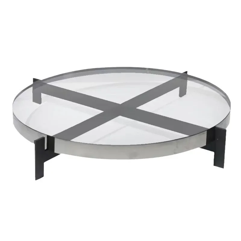 Modern light luxury, glass metal tray, model room exhibition hall crystal storage plate decoration, designer high-end ornament