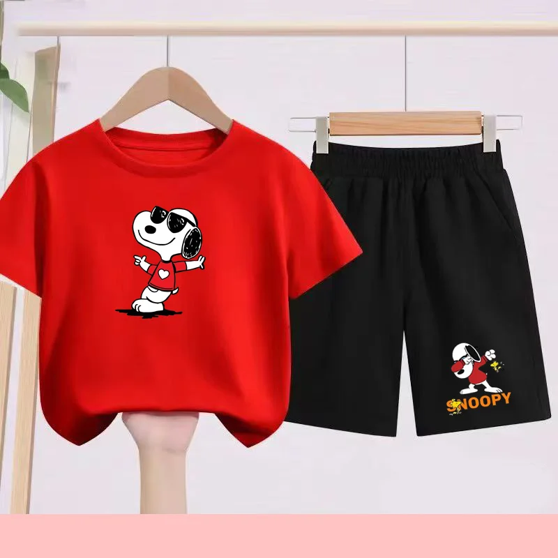 

Children's Set for Children Aged 3 to 13, Cartoon Pattern Summer Sports, Preschool Gift T-shirt + Shorts, Men's and Women's Set