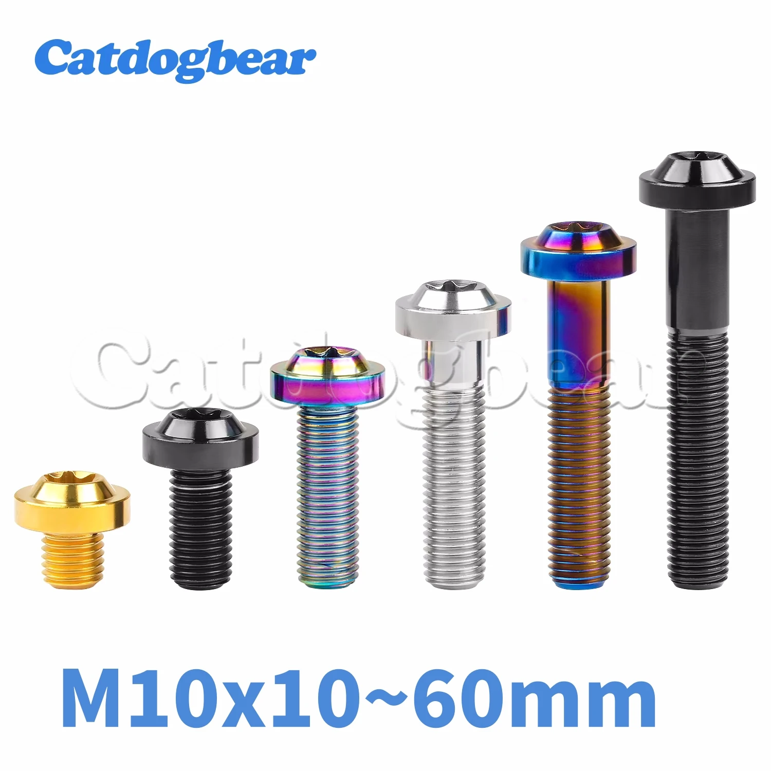 Catdogbear-티타늄 볼트 M10x10 ~ 60mm Torx 헤드 나사 피치 1.25/1.5mm T50, 오토바이 볼트 자동차 부품, 4 피스