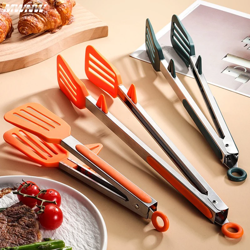 9 Inche Stainless Green Orange with Bracket Silicone Food Clip In Kitchen High Temperature Resistant Anti Scalding Barbecue Clip