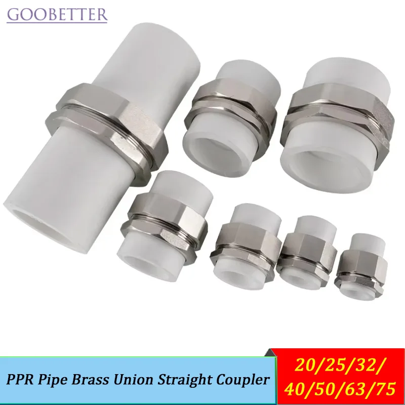 

PPR Pipe Brass Union Straight Coupler 1/2/3/4/1" 20-75mm | Leak-Proof for Hot/Cold Water | Quick Installation Fitting