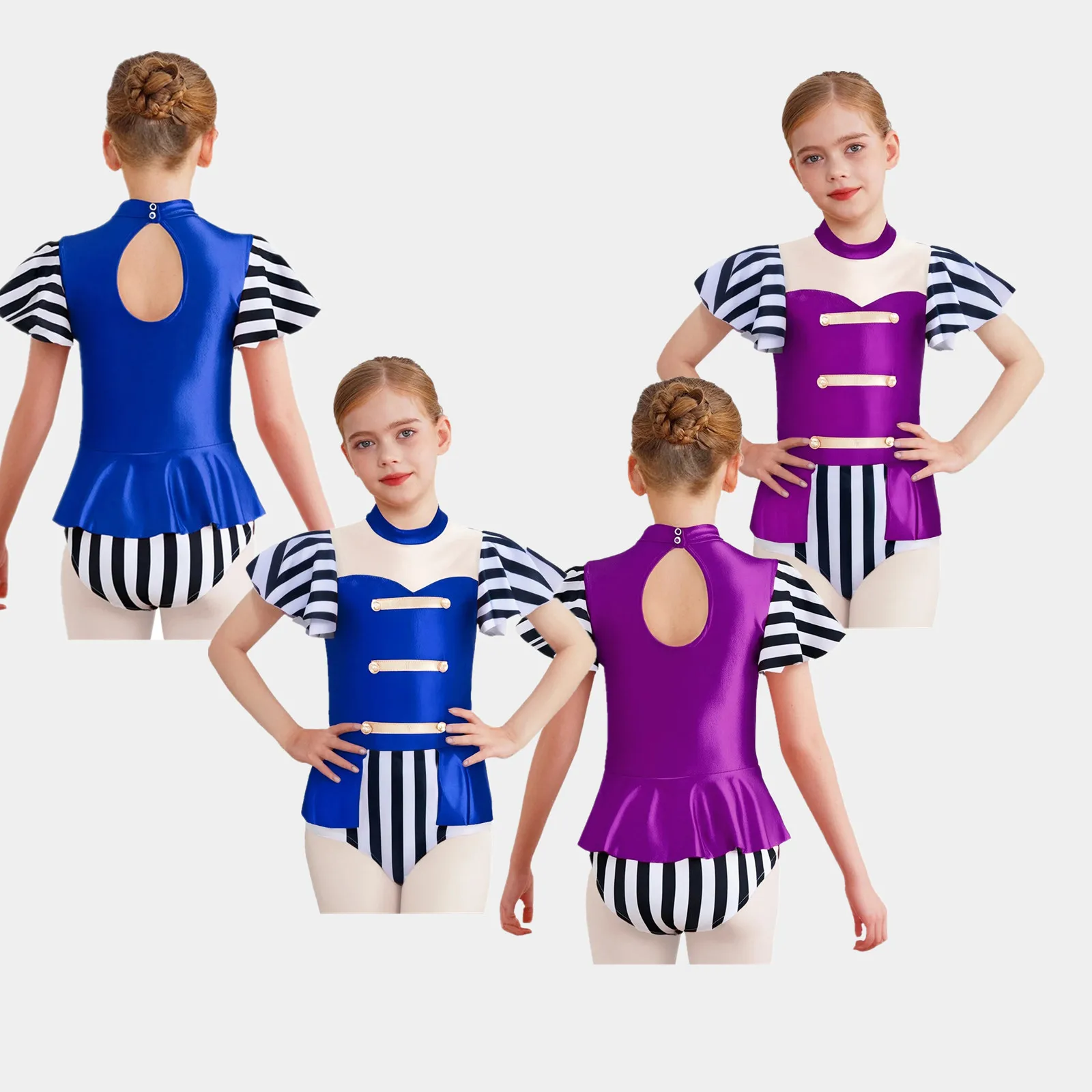 

Карнавальный костюм циркового манежа для девочек на Хэллоуин, карнавальный костюм с металлическими пуговицами сзади, гофрированные накладки, балетные трико, комбинезон