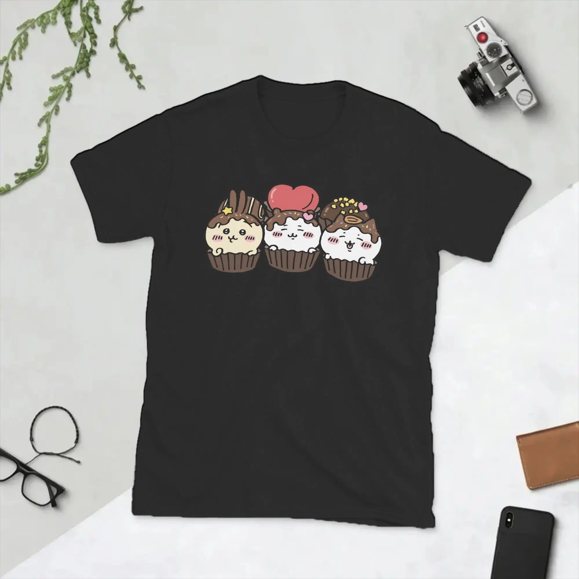 Men's Chiikawas Hachiware Usagi Dessert T Shirts  Pure Cotton Tops Funny Short Sleeve Round Neck Tees Gift T-Shirts