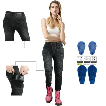 Motorcycle pants Pantalon Moto jeans PK718 women boyfriend motorcycle leisure women&#x27;s jeans high waist jeans gear