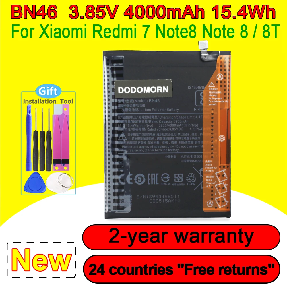 New 3900mAh BN46 Battery For Xiaomi Redmi Note 8 /Note 7  /Note 8T Phone Replacement With Tracking Number In Stock