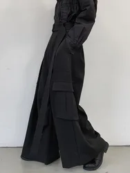 Houzhou Y 2K Baggy Zwarte Rok Cargo Broek Vintage Vrouw Goth Oversized Harajuku Koreaanse Mode Japanse Broek Gothic Zakken