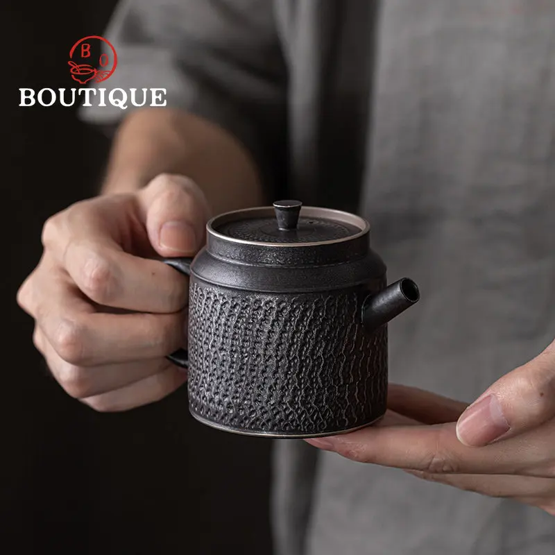 

130ml Retro Handmade Jumping Knife Art Teapot Ceramics Single Pot Home Small Tea Pot Filter Tea Maker Kettle Kung Fu Teaset Gift