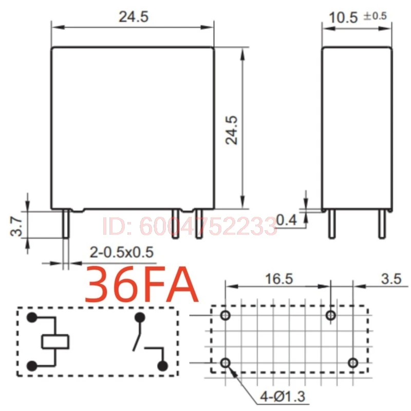 10PCS New DG1U 5VDC-0.25W-3A; 12VDC-4A; TYPE DG1U 12VDC-8A;  12VDC-16A;  24VDC-10A; (36FA-5V/12V/24V) Relay 4pins