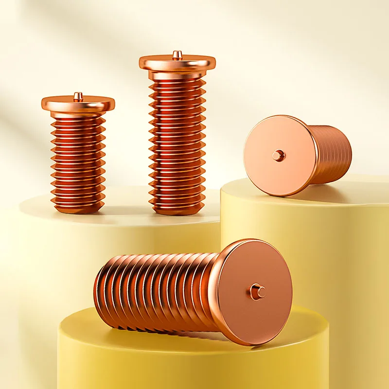 M3 M4 M5 M6 M8 M10 Carbon Steel Copper Plated Stud Weld Spot Solder Point Welding Screw for Capacitor Discharge Length 5mm~40mm