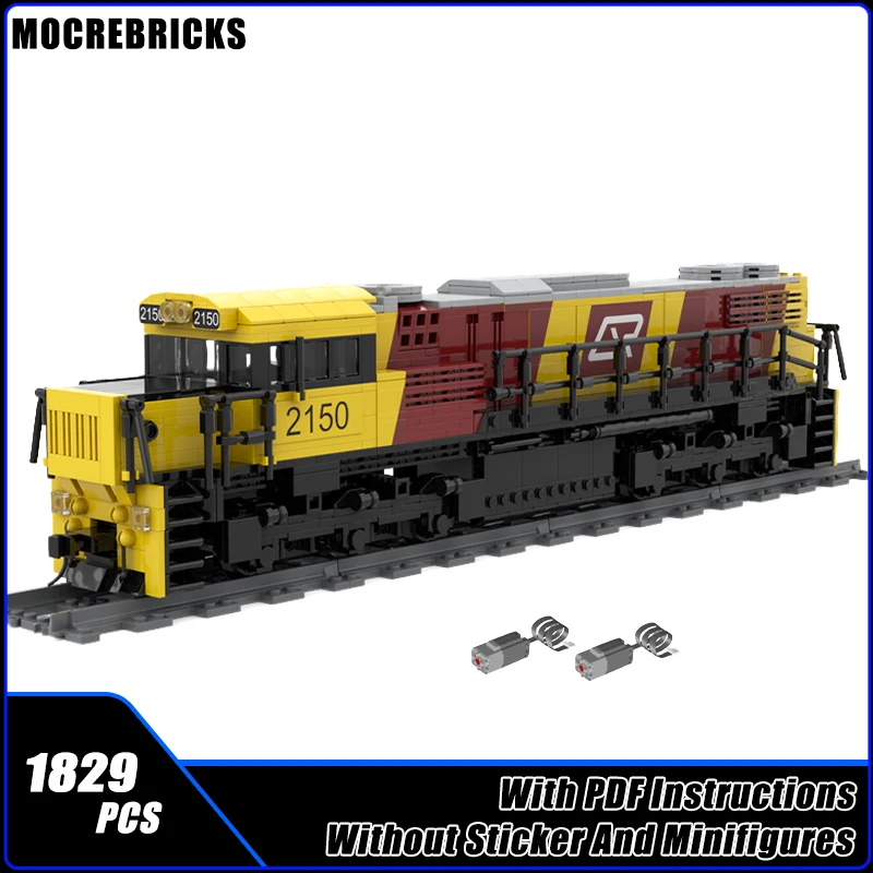 Railway Freight Train Queensland 2150 Class Australian Diesel-Electric Locomotive MOC Building Blocks Model DIY Bricks Kids Toys