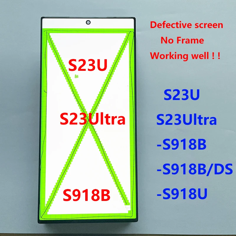 Z wadami Wyświetlacz do Samsung S23 Ultra Ekran dotykowy LCD do Samsung S23Ultra 5G S918 S918B S918U LCD Bez ramki