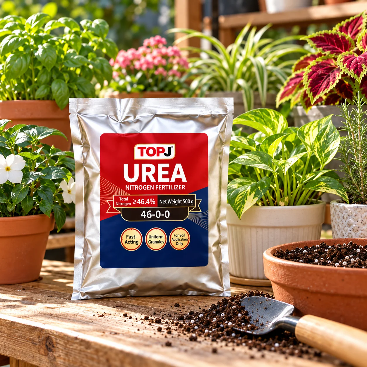 TOPJ Urea 46-0-0 Nitrogen Fertilizer Granules ≥46.4% Nitrogen Fast Release Fertilizer for Lawn Vegetables Fruit Trees Garden Soi