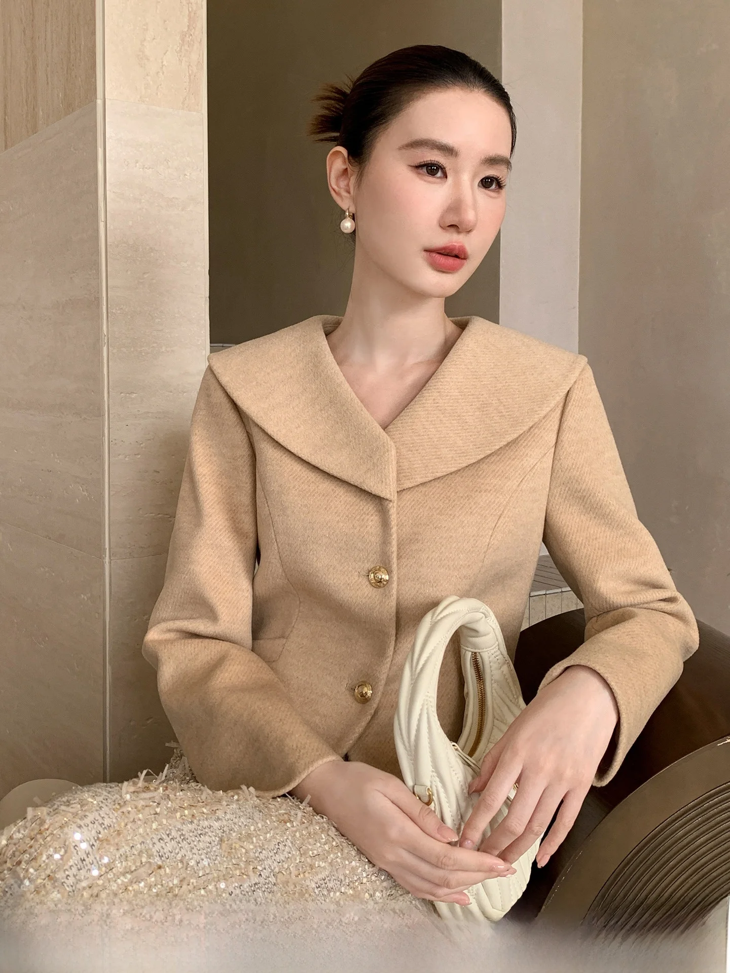 

XXNING винтажная верхняя одежда с большим воротником и колючками, высокий дизайн, Sensibili Agel ort Top для женщин, роскошный свободный крой