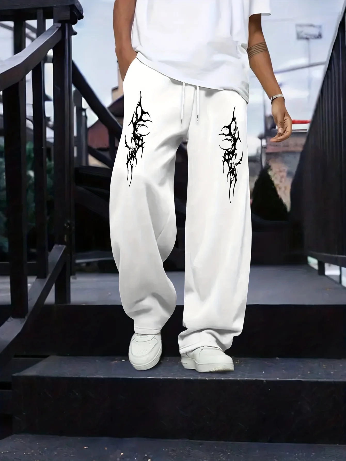 

Men's Versatile Solid Color Drawstring Loose Casual Sports Trousers, Spring and Autumn Men's Outdoor Home Casual Trousers