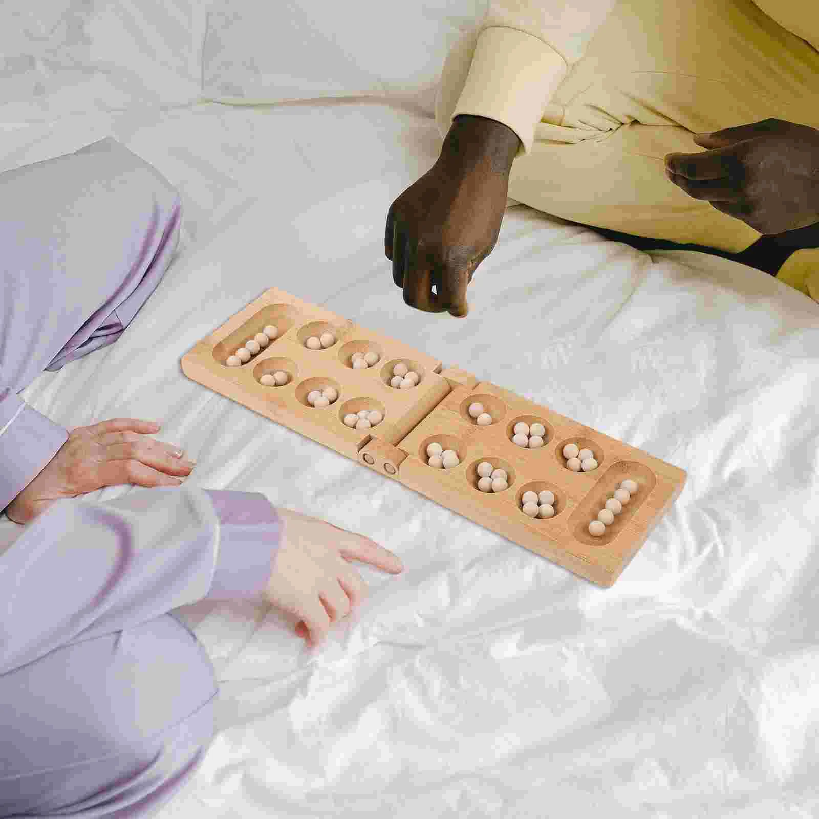 Mancala crianças xadrez dobrável tabuleiro de madeira jogo criativo brinquedo educativo brinquedo treinamento lógico