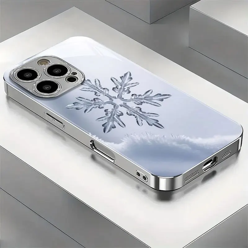 Minimalist Premium Snowflake New Electroplated Silver Phone Case for iPhone 18 17 16 15 14 13 12 11 Pro Max XS XR 7 8 Plus 16E