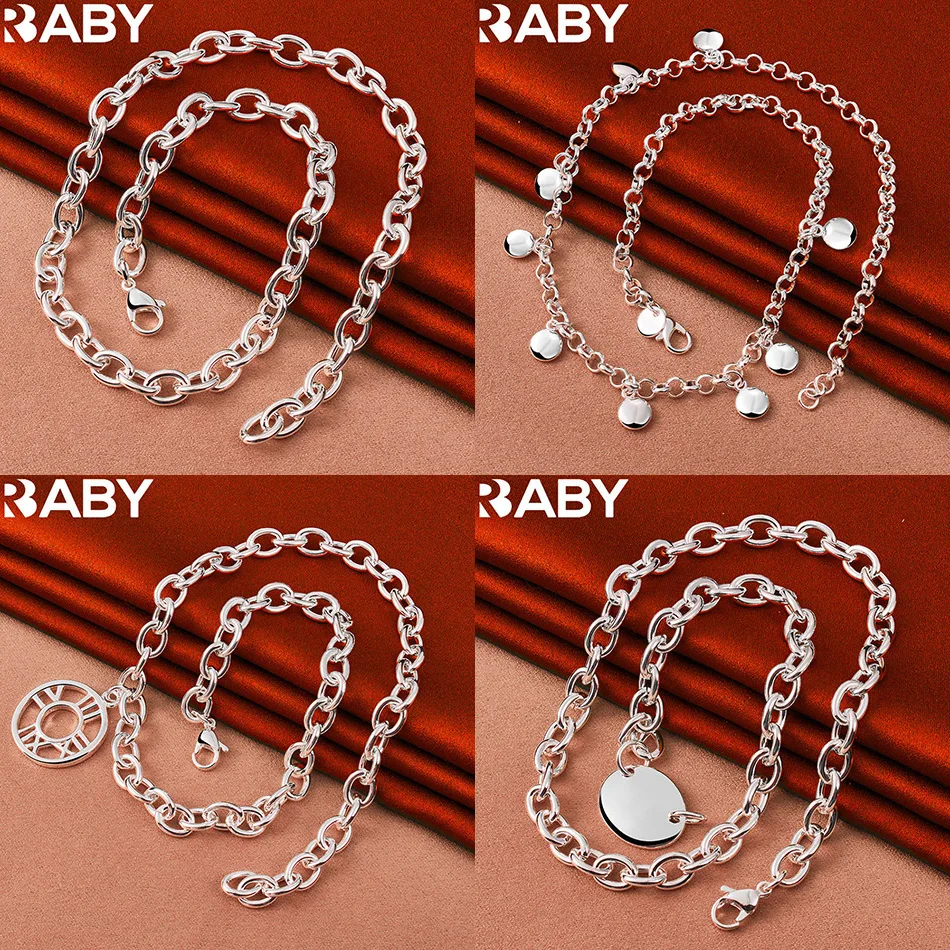 

URBABY 925 Sterling Silver 45cm Geometric Necklace For Women Men Anniversary Gift Popular Wild Fashion Romantic Jewelry
