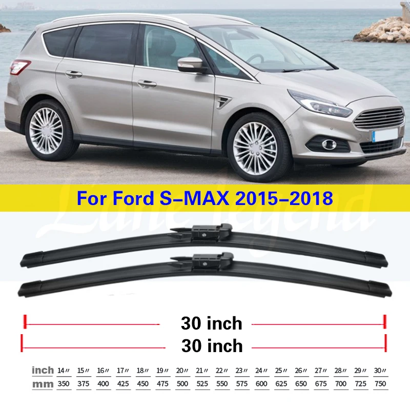 For Ford S-MAX 2015 2016 2017 2018 Car Wiper Blades Windshield Windscreen Front Window Blades 30\