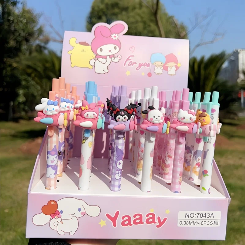 36-48pcs Sanrio Cartoon Series Roller Ball Pen Creative Airplane Sports Car Styling Melody Kuromi Stationery Wholesale