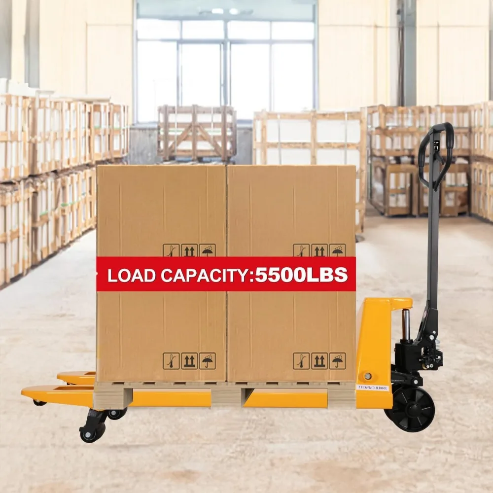 Manual Pallet Jack Truck, Hand Pallet Jack 5500Lbs Capacity 48" L x27 W Forks Standard Duty Pallet Jacks