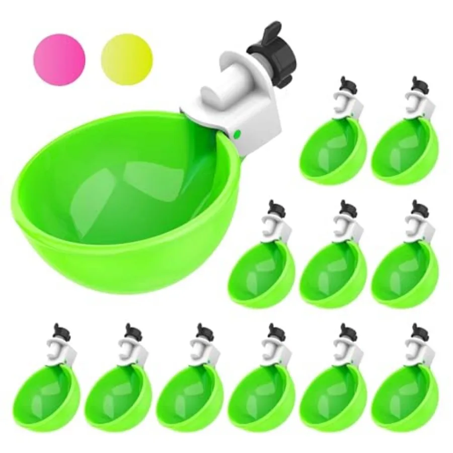 

Large Automatic Chicken Waterer Cups Suitable for Ducks, Geese, Turkeys, and Bunny Rabbit - Water Feeder Kit - Poultry Waterer