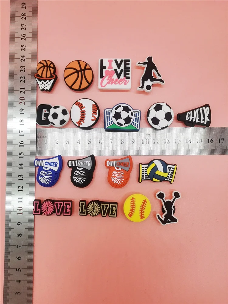 Design Football Sports Shoes Charms Decorations Funny PVC Buckle Accessories Diy Women Clog Shoes Decor Adult Kids Party Gifts
