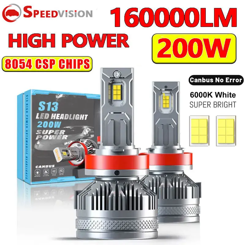 

160000LM H7 H4 H11 LED Headlights K5C 200W H1 H8 H9 9005 9006 HB3 HB4 6000K 8054 CSP Canbus No Error Fog Lenses Car Lights Mini