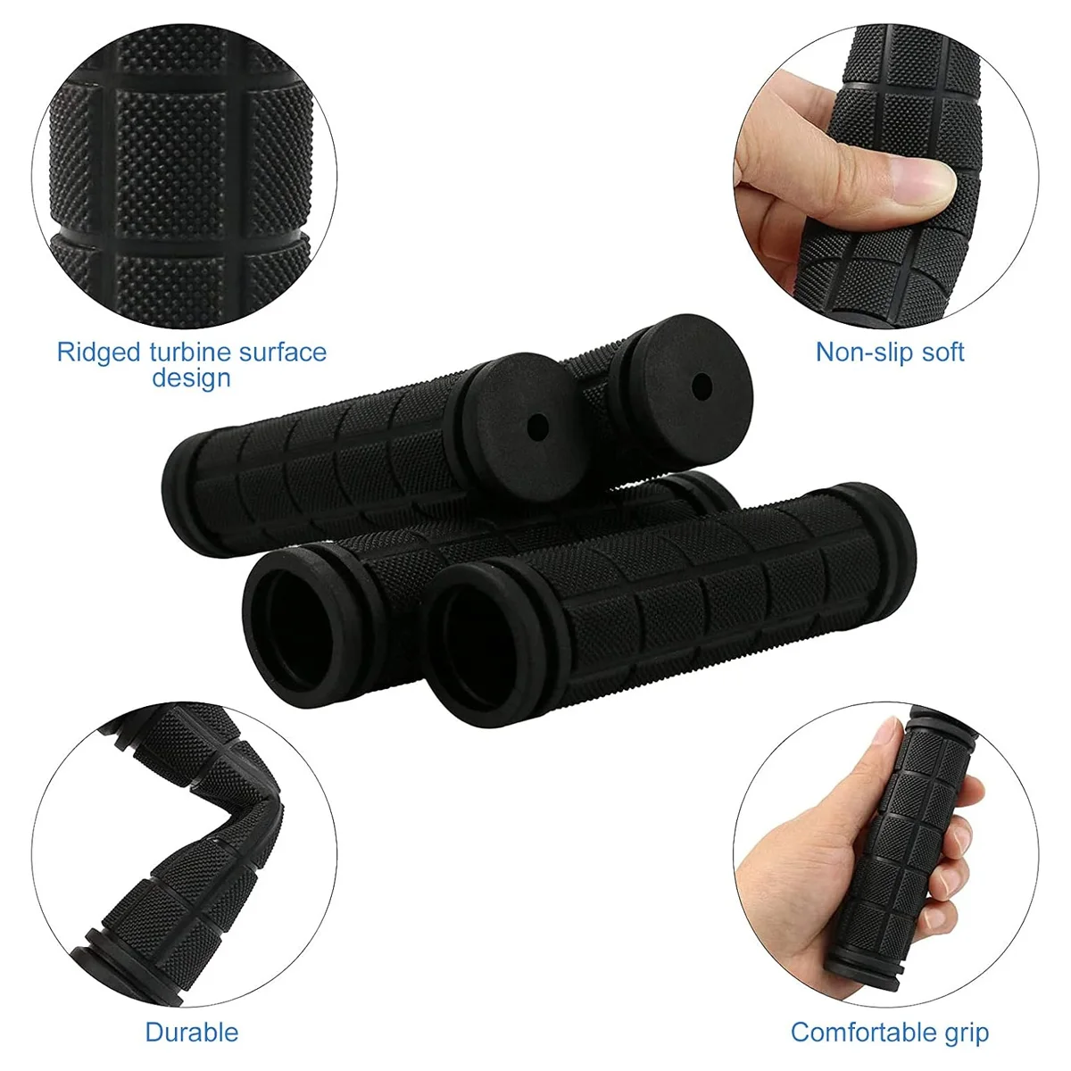 1 Pair Of Bicycle Handlebar Gloves Soft Rubber Black Anti Slip Durable Grip Silicone Detachable Mountain Bike Handlebar Cover