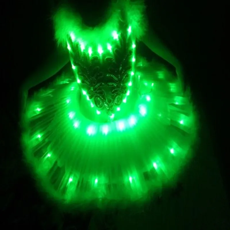 LED متوهجة توتو تنورة مرحلة الأداء زي الكبار ملابس الرقص أضواء الفلورسنت الهذيان فستان الحفلات تألق الأميرة تول