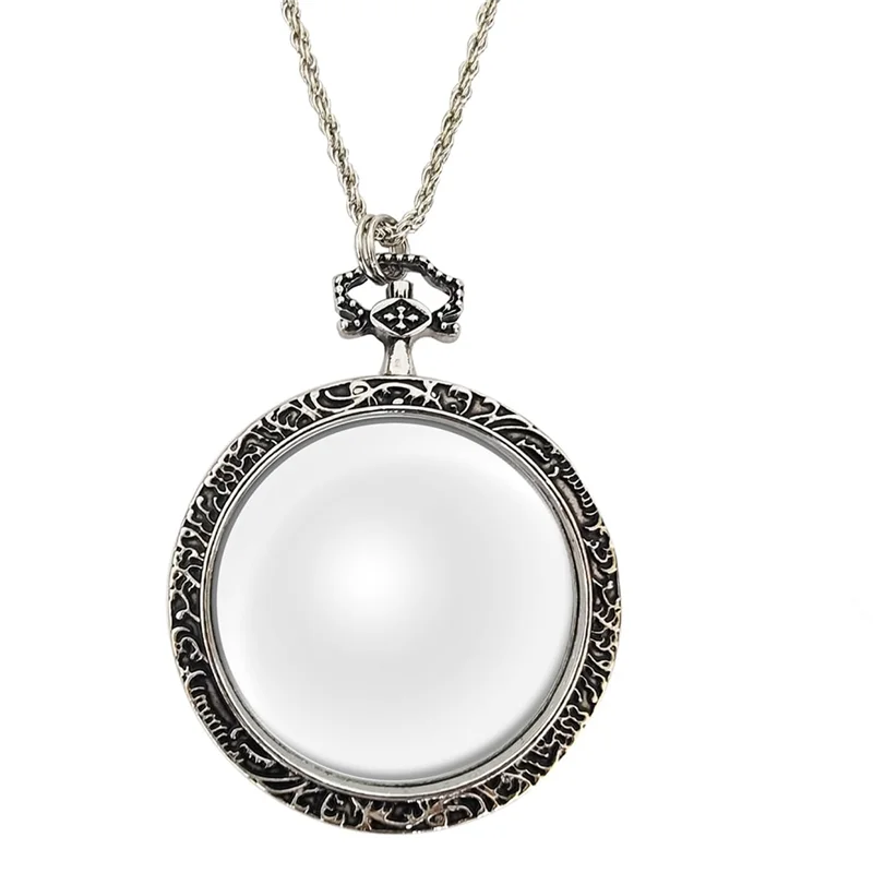 ABZV-Necklace Magnifier 10X Magnifying Glass Pendant Optical Magnifier With Chain For Book Lovers For Library, Reading