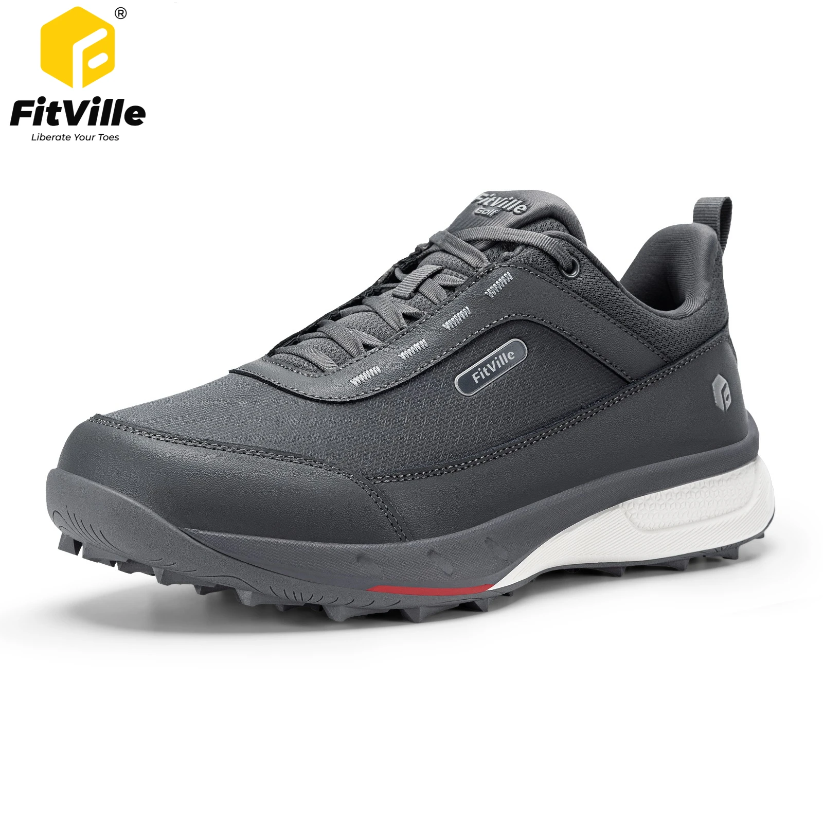 FitVille Extra Wide Toe Men's Golf Shoes Water Resistant Arch Fit Spikeless Course Trainer Shoes for Men Casual Golfer Sneakers