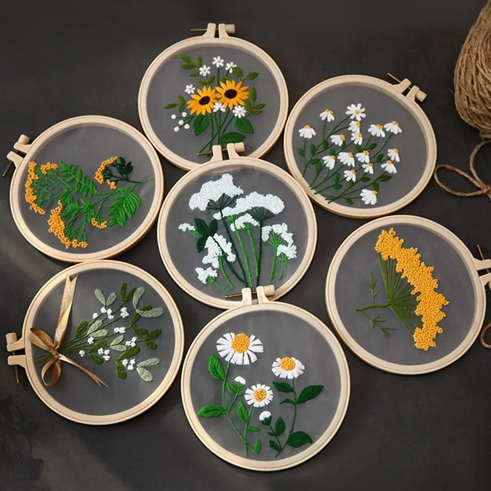 DIY Flower Embroidery Kit Dandelion Sunflower Painting Handicrafts DIY Material Kits Beginner Embroidery Kit Needle Art Material