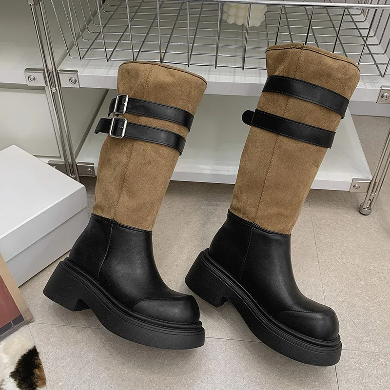 Platform high-thigh boots women's summer new retro small taller knee-high boots suede high-thigh knight boots concert