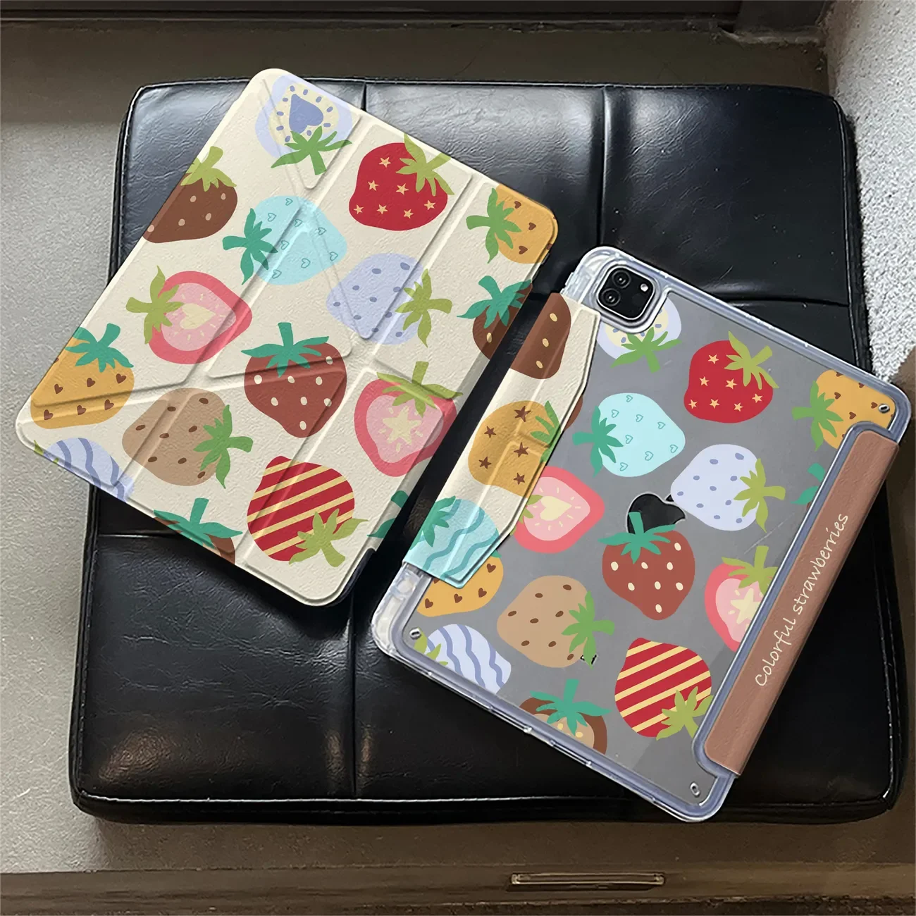 

Colorful Strawberry ins Tablet Case For iPad Pro 11 13 M5/4/3 9.7 10.2 5/6th 7/8/9/10/11th Mini 6 7 Air 3 4 5 6 Stand Cover