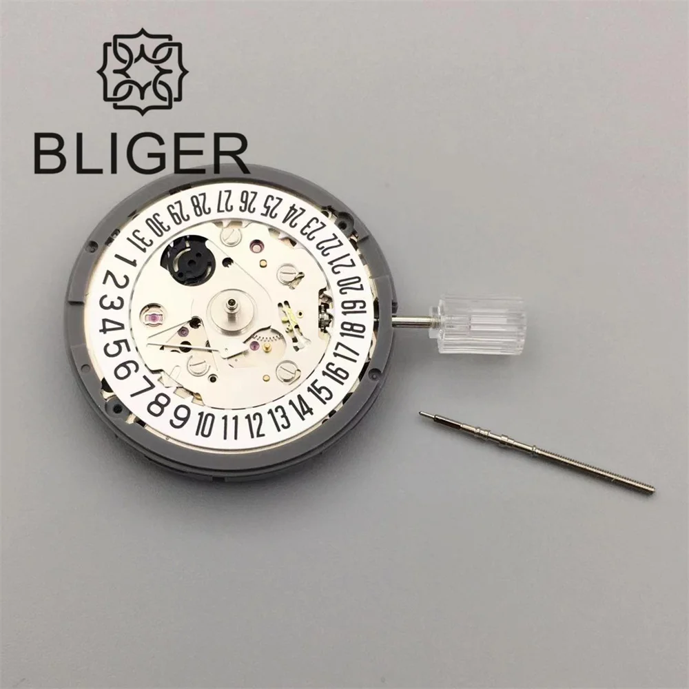 Imagem -06 - Bliger Oclock Data Posição Japão Nh35a Relógio Movimento Alta Precisão Mecânica Automático Preto Azul Verde Branco Datewheel